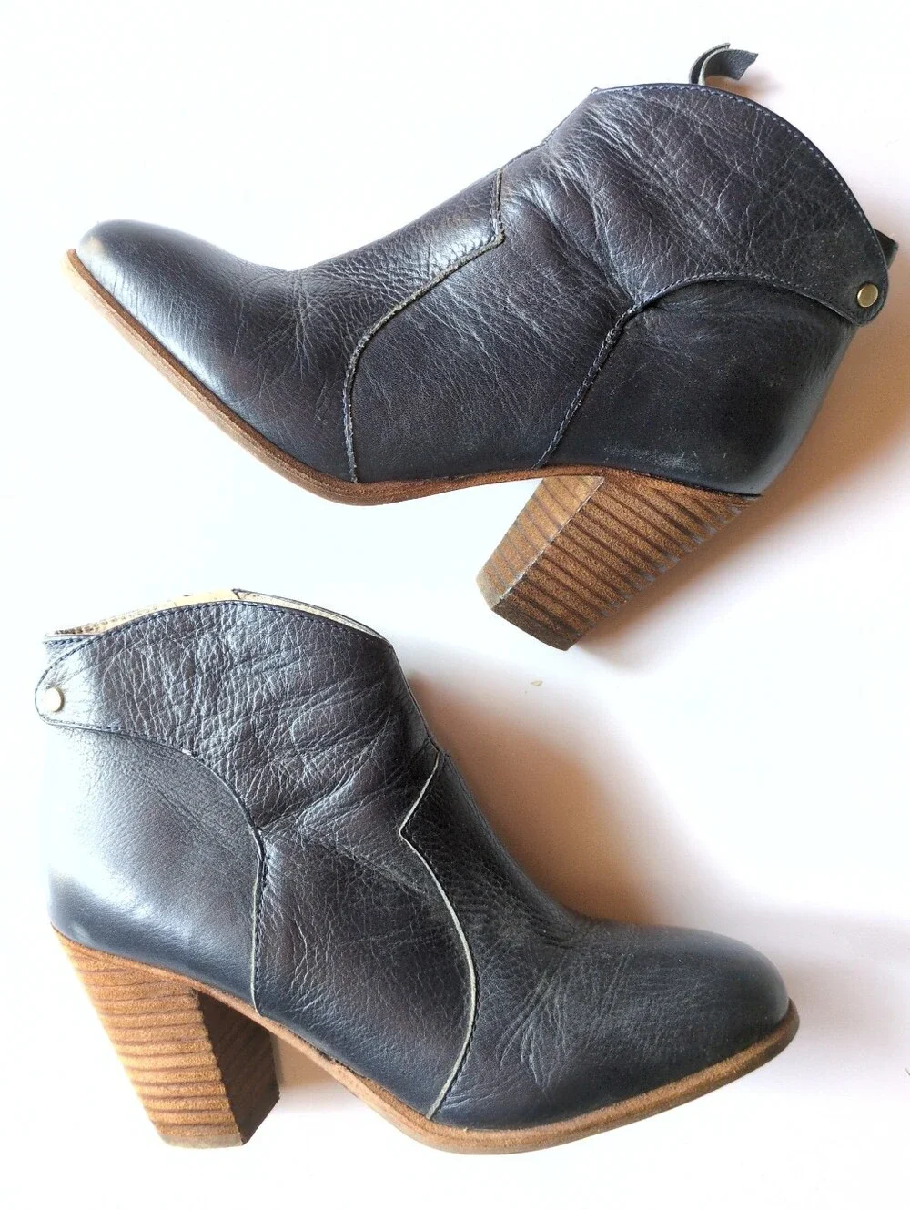 Boden Leather Bootie Boots Womens Sz 36 Navy Side Zipper
